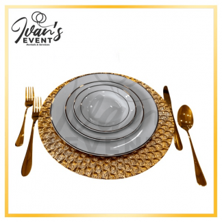 Set of Plate White and Gold