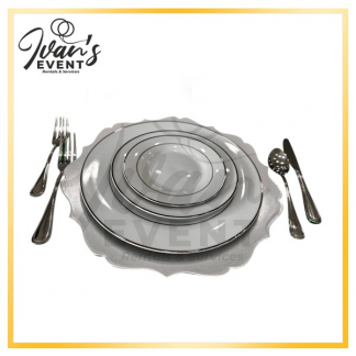 Set of Plate White and Silver