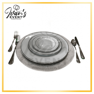 Set of Plate White and Silver