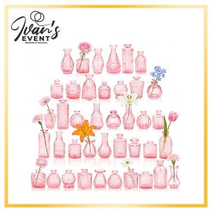 Set of 40 Small Decorative Vases Pinks