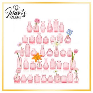 Set of 40 Small Decorative Vases Pinks