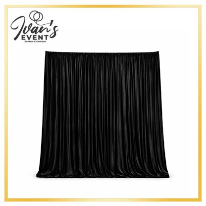 Black Velvet Pipe & Drape rental, event drape rental, luxury event decor LA, velvet backdrop rental, pipe and drape solutions, event rentals Los Angeles, premium drape services, wedding drape LA, corporate event draping
